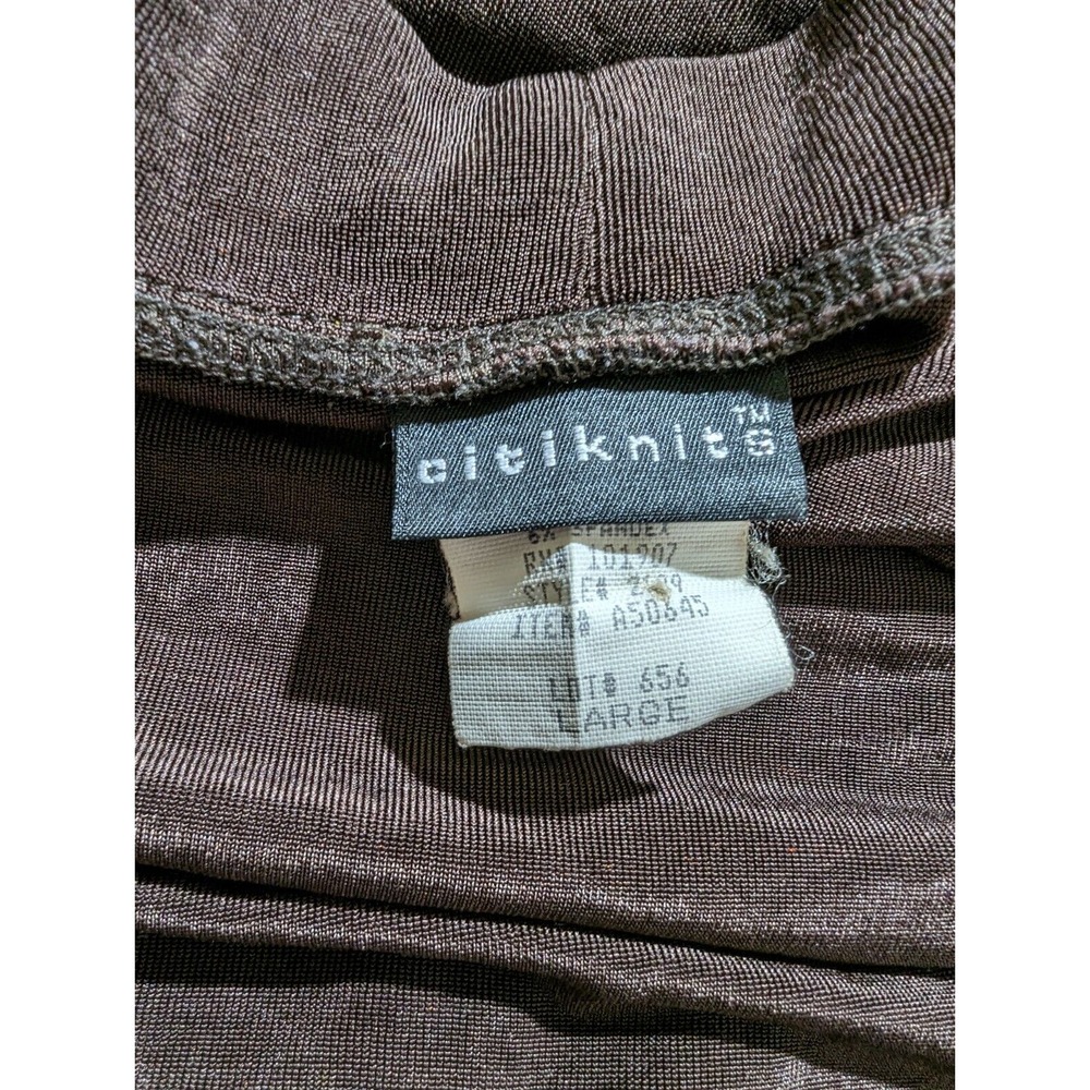 Vintage Citiknits Open Front Brown Stretch Knit Jacket Brown Long Sleeve USA L - Picture 4 of 11